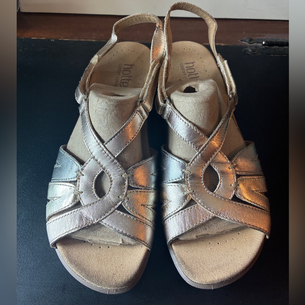 Hotter Shoes Comfort Concept Metallic Strappy Flat Sandals